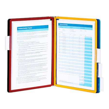 Durable Office Products VARIO Magnetic Wall Reference System, 5 Panels, 10 Pockets, Assorted Borders 5762-00